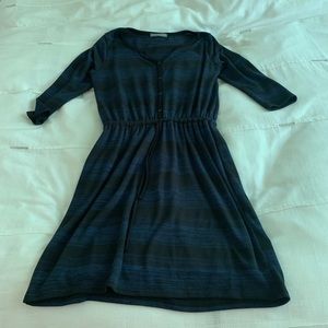Loveappella blue and black striped button dress